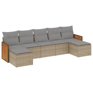 vidaXL Salon de jardin avec coussins 7 Pièces beige résine tressée