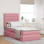 vidaXL Lit avec rangement et matelas Rose 90 x 200 cm Velours