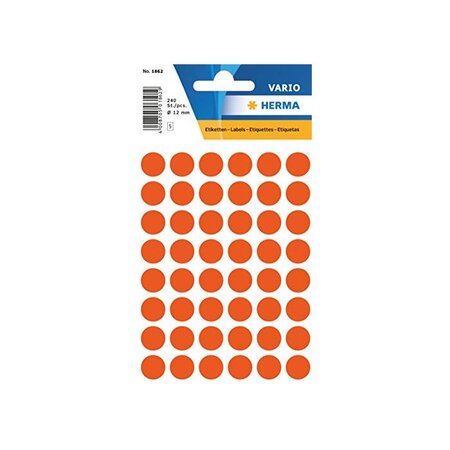 paquet de 240 étiquettes multi-usages, diamètre: 12 mm, rouge HERMA
