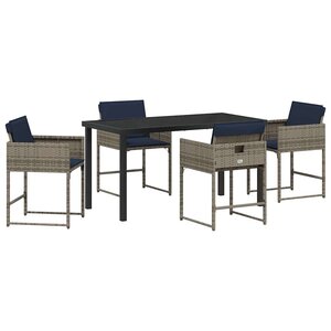 vidaXL Ensemble de salle à manger pour jardin 5 Pièces Gris Poly rotin