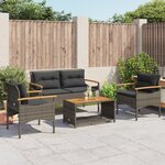 vidaXL Salon de jardin 4 Pièces avec coussins gris résine tressée