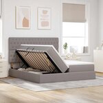 vidaXL Lit de Rangement Taupe 200 x 200 cm Cuir synthétique
