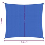 vidaXL Voile d'ombrage 160 g/m² carré bleu 5x5 m PEHD