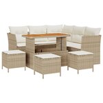 vidaXL Ensemble de salon de jardin 9 pièces avec coussins en poly rotin beige et acacia