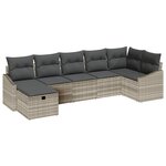 vidaXL Ensemble de canapé de jardin 7 Pièces Gris clair Poly rotin