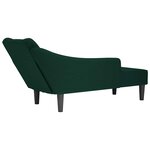 vidaXL Fauteuil long avec accoudoir droit vert foncé velours