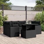 vidaXL Salon de jardin 7 Pièces avec coussins noir résine tressée
