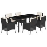 vidaXL Ensemble à manger de jardin coussins 7Pièces Noir Résine tressée