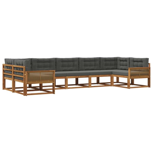 vidaXL Ensemble de canapés d'extérieur 7 Pièces Naturel et Anthracite