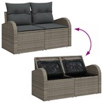 Ensemble de canapé de jardin de 13 pièces avec coussins gris poly rattan acacia