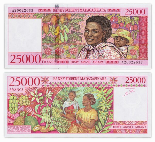 Billet de Collection 25000 Francs / 5000 Ariary 1998 Madagascar - Neuf - P82