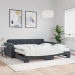 vidaXL Lit de jour et gigogne et matelas gris foncé 100x200 cm velours