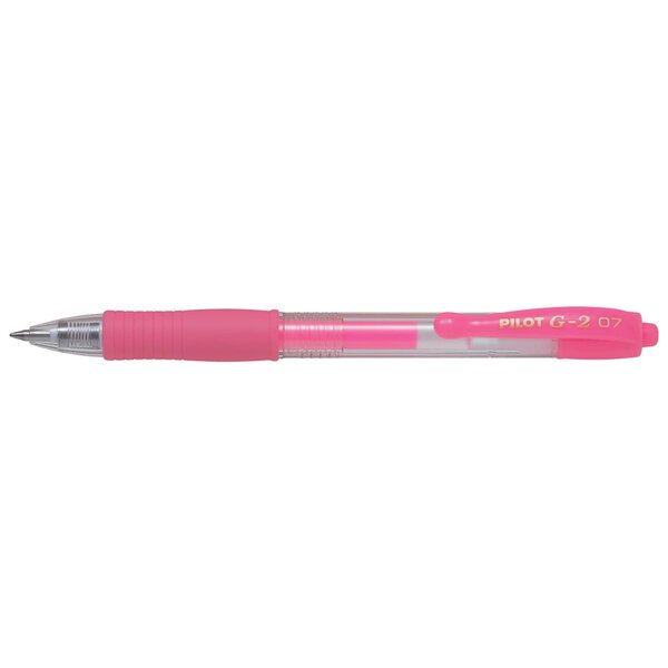 Stylo roller encre gel g2 07 pointe moyenne néon rose pilot