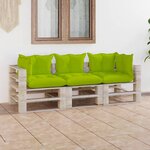 Vidaxl canapé palette à 3 places de jardin avec coussins bois de pin