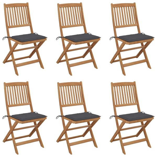 vidaXL Chaises pliables de jardin 6 Pièces avec coussins Bois d'acacia