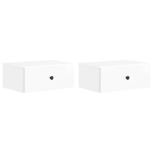 vidaXL Cabinet de chevet mural 2 Pièces Blanc brillant 49 x 34 5 x 20 cm