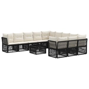 vidaXL Ensemble de canapé de jardin 12 pc Noir polyrotin
