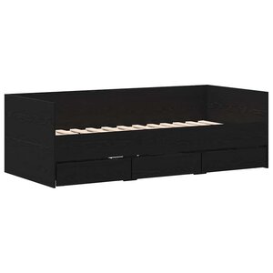 vidaXL Cadre de lit de jour avec tiroirs Chêne noir 90 x 190 cm