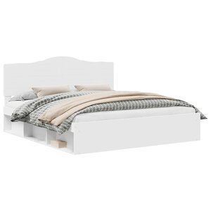 vidaXL Cadre de lit avec tête de lit Blanc 200 x 200 cm Pin massif