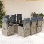 vidaXL Ensemble à manger de jardin 9 Pièces coussins gris résine tressée