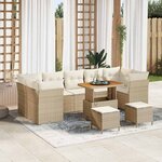 vidaXL Ensemble de canapé de jardin avec coussin 10 Pièces beige et crème