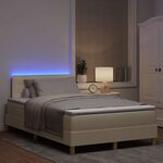 vidaXL Lit à ressort LED avec bandes LED Crème 120 x 200 cm tissu