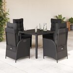 vidaXL Ensemble à manger de jardin coussins 5Pièces Noir Résine tressée