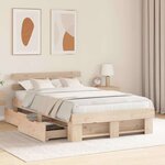 vidaXL Cadre de lit avec tiroir Marron 120 x 190 cm Bois massif en pin