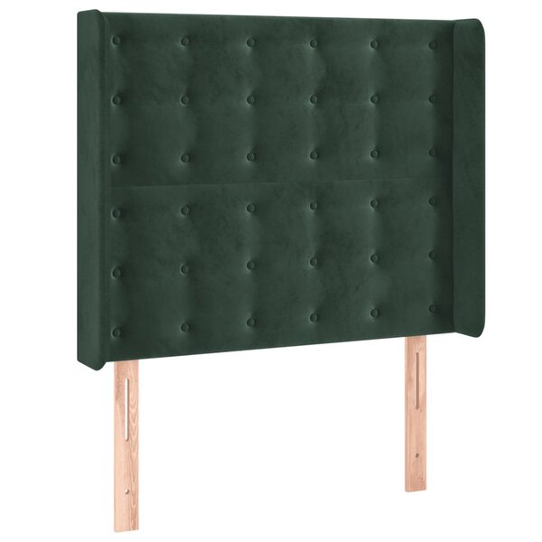 vidaXL Tête de lit avec oreilles Vert foncé 93x16x118/128 cm Velours
