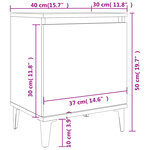 vidaXL Table de chevet avec pieds en métal Gris 40x30x50 cm