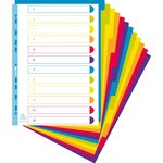 Intercalaire a4+ polypropylène coloré opaque exacompta 12 onglets neutres réinscriptibles multicolores - 1 jeu