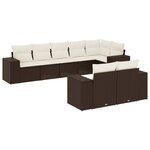 vidaXL Salon de jardin 8 Pièces avec coussins marron résine tressée