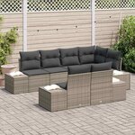 vidaXL Ensemble de canapé de jardin avec coussin 7 Pièces Gris