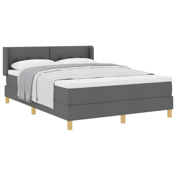vidaXL Lit à ressorts avec matelas Gris foncé 190 x 140 cm Polyester