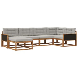 vidaXL Ensemble de canapés d'extérieur 6 pc Naturel et Gris clair