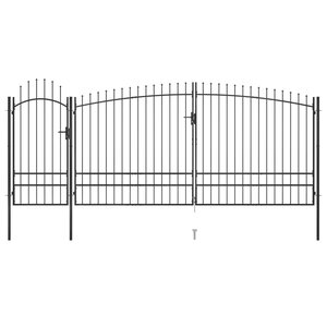 vidaXL Portail de clôture de jardin avec dessus en lance 5x2 45 m Noir