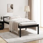 vidaXL Lit pour personne âgée noir 90x190 cm simple bois massif de pin