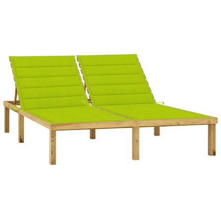 vidaXL Chaise longue double et coussins vert vif Bois de pin imprégné