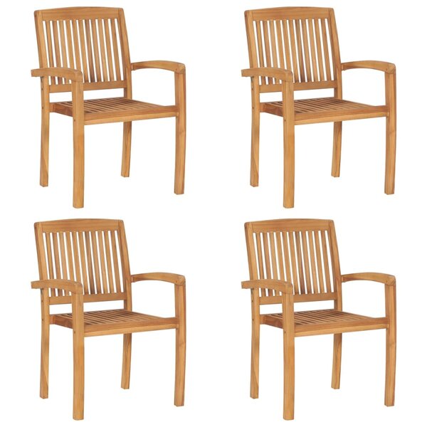 vidaXL Chaises de jardin empilables lot de 4 Bois de teck solide