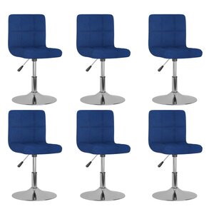 vidaXL Chaises pivotantes à manger lot de 6 bleu tissu