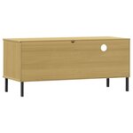 vidaXL Meuble TV avec pieds en métal Marron Bois de pin massif OSLO