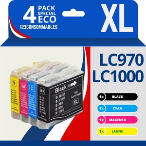 Pack compatible BROTHER LC970/LC1000  4 cartouches