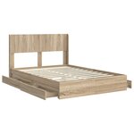 vidaXL Cadre de lit avec rangement et tête de lit Chêne Sonoma