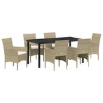 vidaXL Ensemble de Salle à Manger de Jardin 7 Pièces Beige Rotin Synthétique