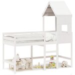 vidaXL Lit superposé avec échelle et toit sans matelas blanc 80x200 cm