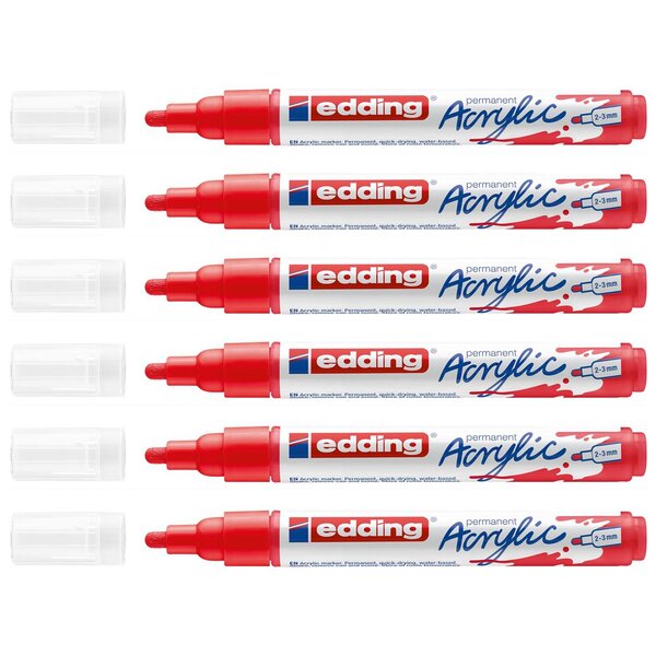 Marqueur Acrylique 5100 Rouge Trafic Pointe Moyenne 2-3 mm x 6 EDDING