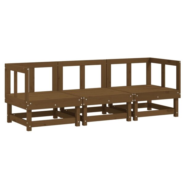 vidaXL Salon de jardin 3 Pièces marron miel bois de pin massif