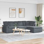 vidaXL Canapé modulaire et repose-pieds et coussins velours gris foncé