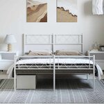 vidaXL Cadre de lit métal sans matelas et pied de lit blanc 135x190 cm