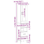 vidaXL Buffet haut Sonoma gris 34 5x34x180 cm Bois d'ingénierie
